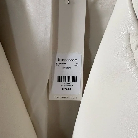 Francesca’s White Leather Jacket - Picture 4 of 4